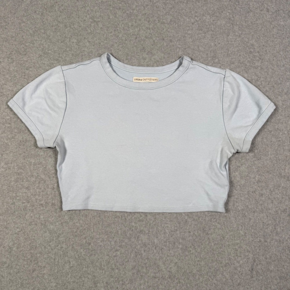Urban Outfitters Light Blue Short Sleeve Crop Top Crew Neck Tee Womens Size M